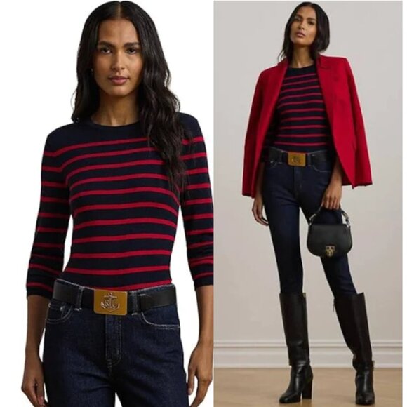 Talbots NWT Stripped Cotton blend 3/4 sleeve sweater size SP - Picture 1 of 11